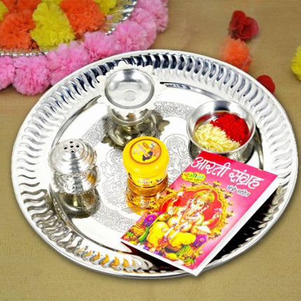Fancy Designed Stainless Steel Pooja for Navratri, Karwa Chauth Stainless Steel  (1 Pieces, Steel)