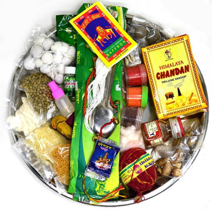 Navratri Puja Kit - Complete Navratri Puja Samagri Set - Navratri Pooja Items in Silver Plated Finish- Traditional Pooja Essentials for Navratri Festival