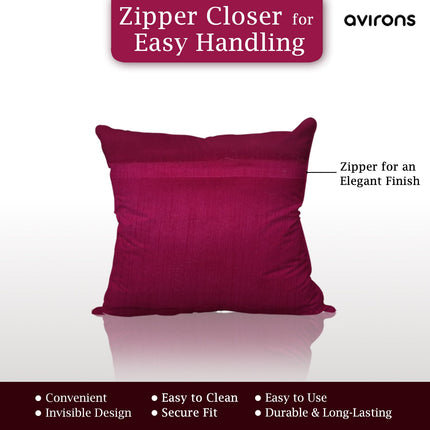 Designer Banarasi Cushion Cover Elegance zipped Red Color Pack of 2-16x16 inch