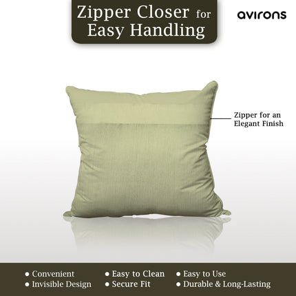 Royal Comfort Zippered Banarasi Cushion Cover Collection Cream Color Pack of 5-16x16 inch