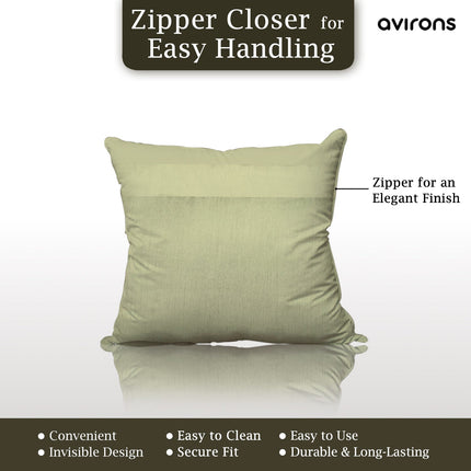 Sleek Banarasi Design Zippered Cushion for Your Home White Color Pack of 5 -16x16 inch